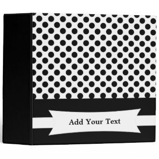 Black & White Polka Dots 3 Ring Binder binder