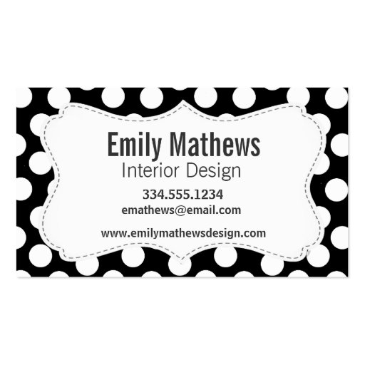Black & White Polka Dots Business Card Template