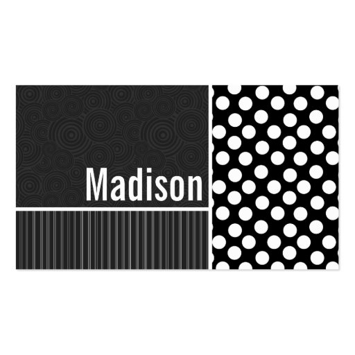 Black & White Polka Dots Business Card Templates (front side)