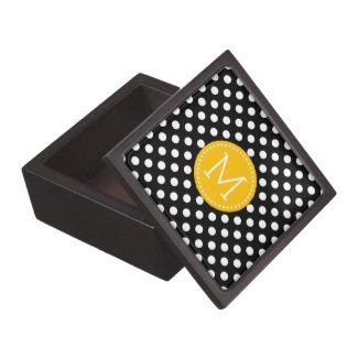 Black & White Polka Dots Pattern Yellow Accents Premium Gift Boxes