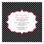 Black White Polka Dots Pink Frame Reception Only invitations