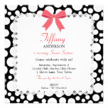 Black & White Polka Dots w/ Lace Sweet 16 Birthday Invite