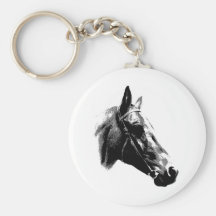 Black & White Pop Art Horse Keychain