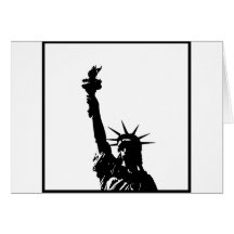 Black & White Pop Art Statue of Liberty Silhouette Greeting Cards