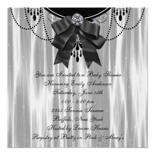 Black White Princess Baby Shower Invitations