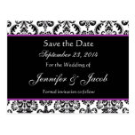 Black White Purple Damask Save Date Postcard