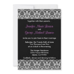 Black/White/Purple Damask Wedding Invitation