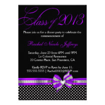 Black White Purple Polka Dot Graduation Invitation