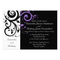 Black White Purple Swirl Wedding Invitations