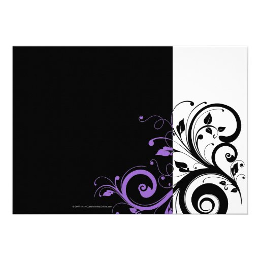 Black White Purple Swirl Wedding Invitations