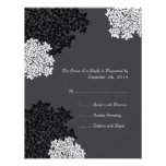 Black & white Queen Anne's Lace Wedding RSVP Personalized Invite