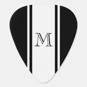 Black & White Racer Stripe Monogram Guitar Pick