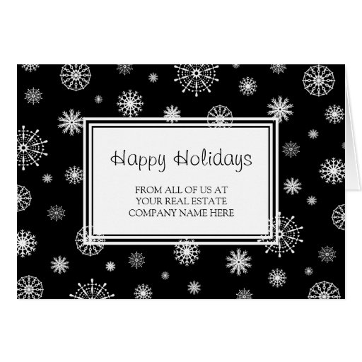 Black White Real Estate Happy Holidays Card | Zazzle