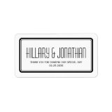 Black white rectangular frame wedding favor labels