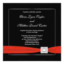 Black White Red Black Wedding Personalized Invites