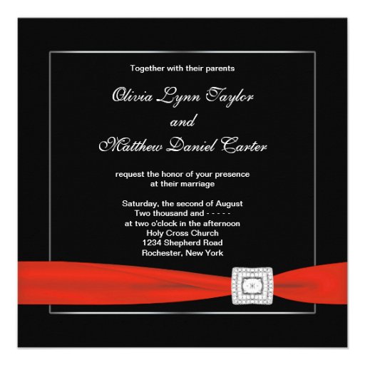 Black White Red Black Wedding Personalized Invites