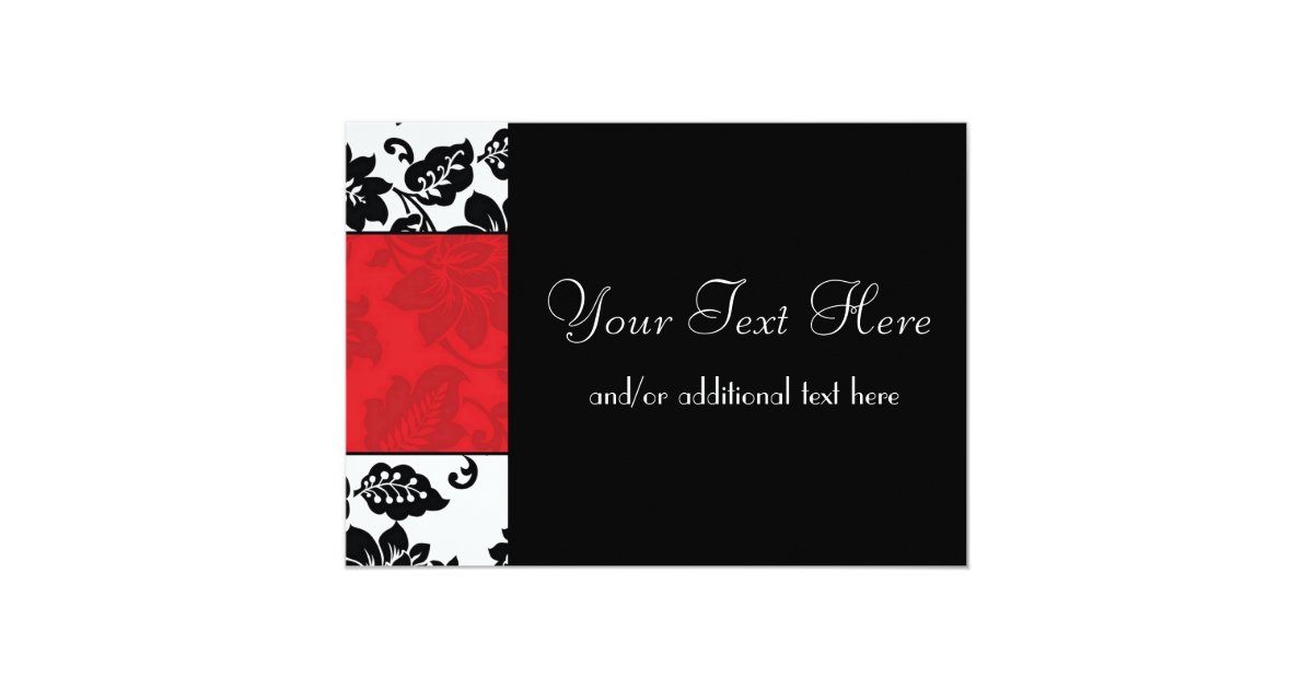 Black, White &amp; Red Damask Border Card | Zazzle