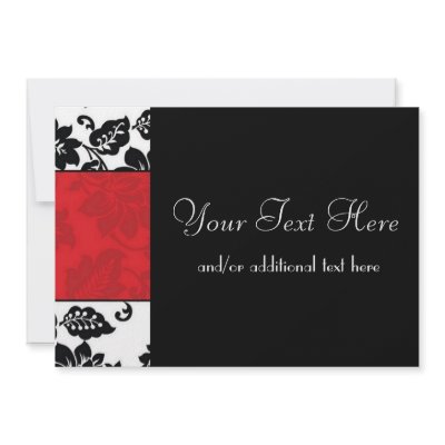 Black, White & Red Damask Border Personalized Invite by cami7669