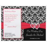 Black White Red Damask Hearts Wedding Program Custom Flyer