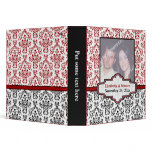 Black white red damask wedding binder