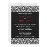 Black/White/Red Damask Wedding Invitation