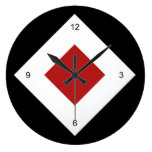 Black, White, Red Diamond Pattern Clock