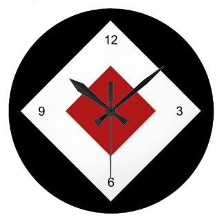 Black, White, Red Diamond Pattern Clock