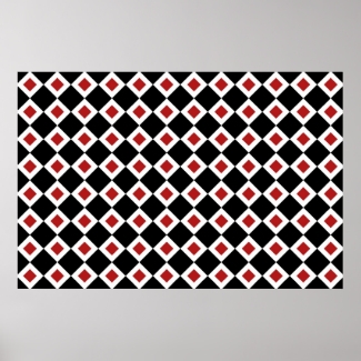 Black, White, Red Diamond Pattern