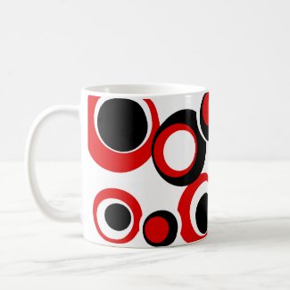 black white red dots White Stripes mug