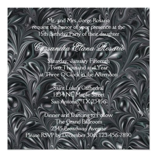 Black White Red Dress Black Red Quinceanera Personalized Announcement
