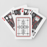 Black White Red Floral and Leaf Design playing cards