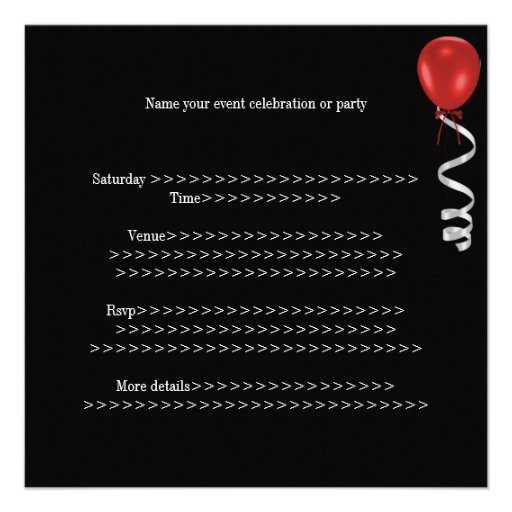 Black White Red Formal Dress 21st Birthday Invites