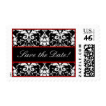 Black White Red Ornate Scroll Damask Wedding Stamp