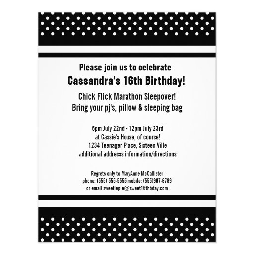 Black White Red Polka Dot Girl's Party Photo Announcements