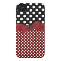Black, White, & Red Polka Dot iPhone 4 Case