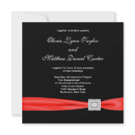 Black White Red Red Black Wedding invitation