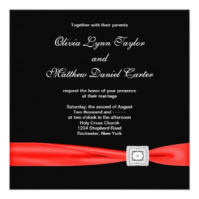 Black White Red Red Black Wedding Invitation