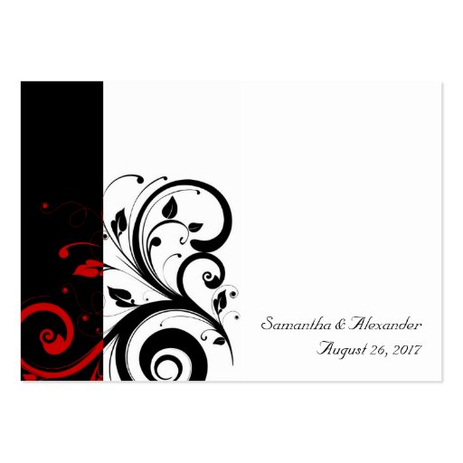 Black, White,Red Reverse Swirl PlaceCards, Written Business Card Template