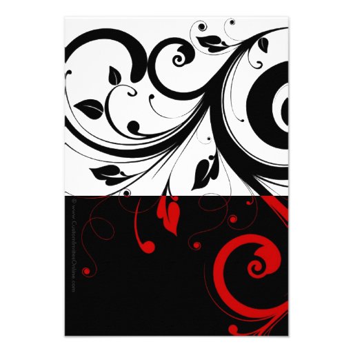 Black/White/Red Reverse Swirl Thank You Note Cards