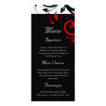 Black, White, Red Reverse Swirl Wedding Menu rack cards