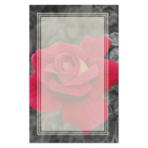 Black White Red Rose Blank Stationery