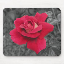 Black White Red Rose Mousepad