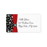 Black, White, Red Snowflakes Address Label