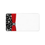 Black, White, Red Snowflakes Blank Address Label