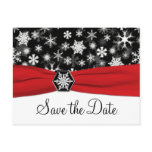 Black, White, Red Snowflakes Save the Date Card Postcards