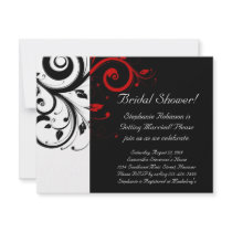 Black, White, Red Swirl Bridal Shower / General Personalized Invites