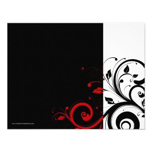 Black, White, Red Swirl Bridal Shower / General Personalized Invites