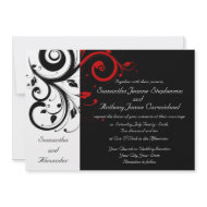 Black White Red Swirl Wedding Invitations invitation