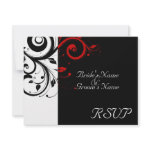 Black +White Red Swirl Wedding Matching RSVP Personalized Announcement