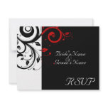 Black +White Red Swirl Wedding Matching RSVP Personalized Announcement